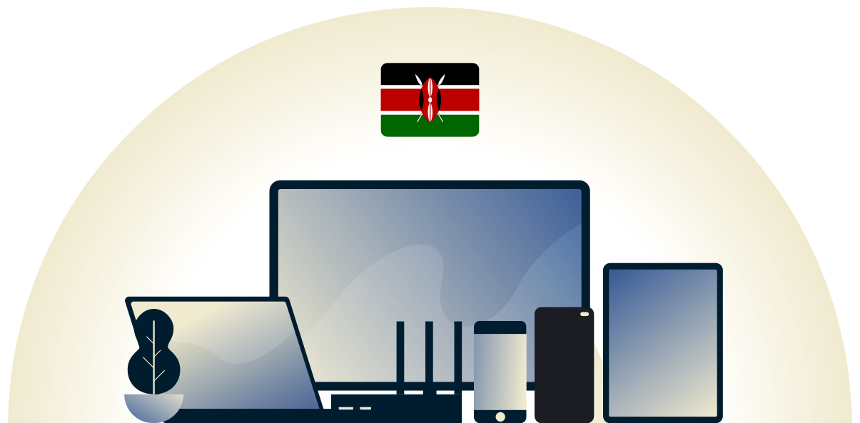VPN pour le Kenya protégeant une variété d'appareils.